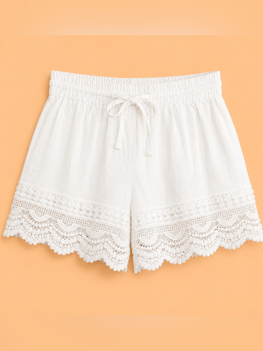 CUPSHE WHITE CROCHET LACE SHORTS